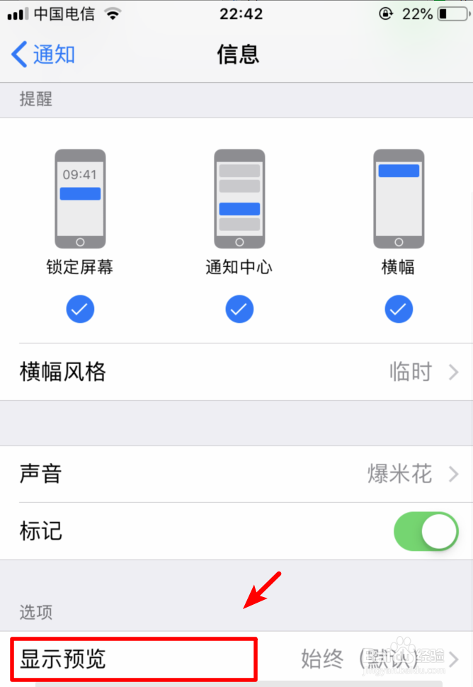 iphone手机如何设置收到短信不显示内容
