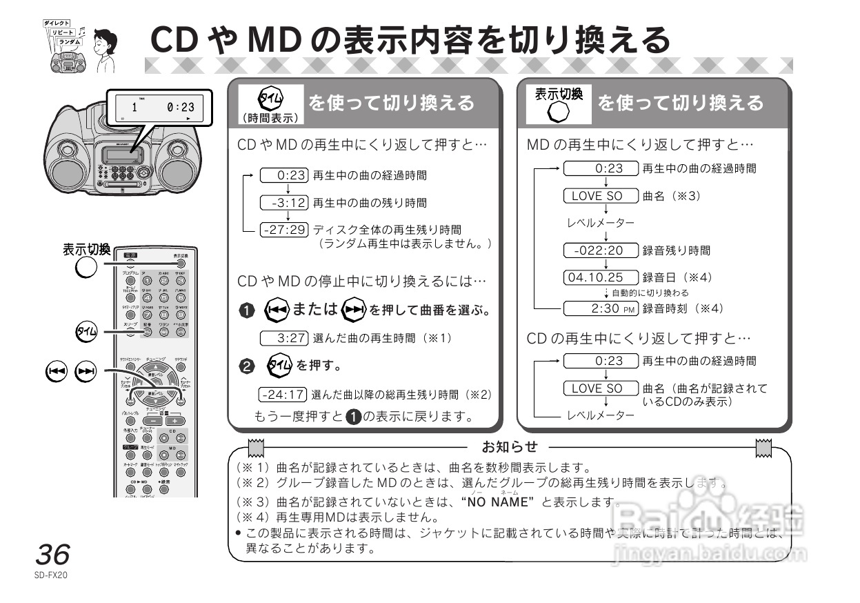 SHARP SD-FX20 CD/MD收音音响使用说明书:[2]