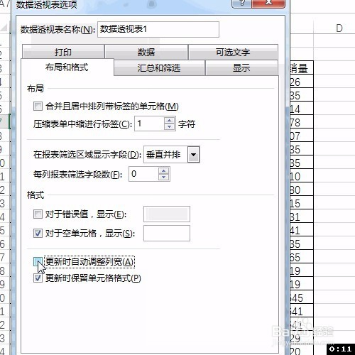 Excel数据透视表常用技巧：刷新后列宽不变
