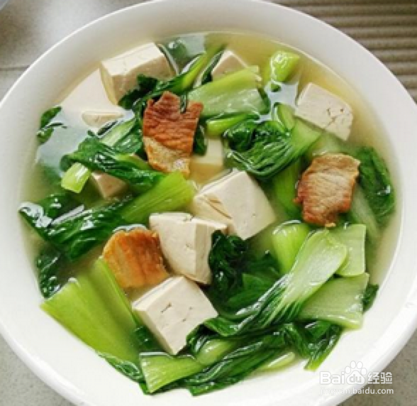 青菜火腿豆腐汤的做法