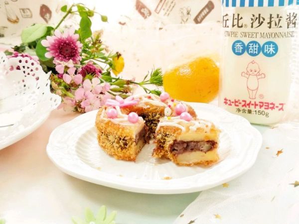 苹果豆沙甜甜圈