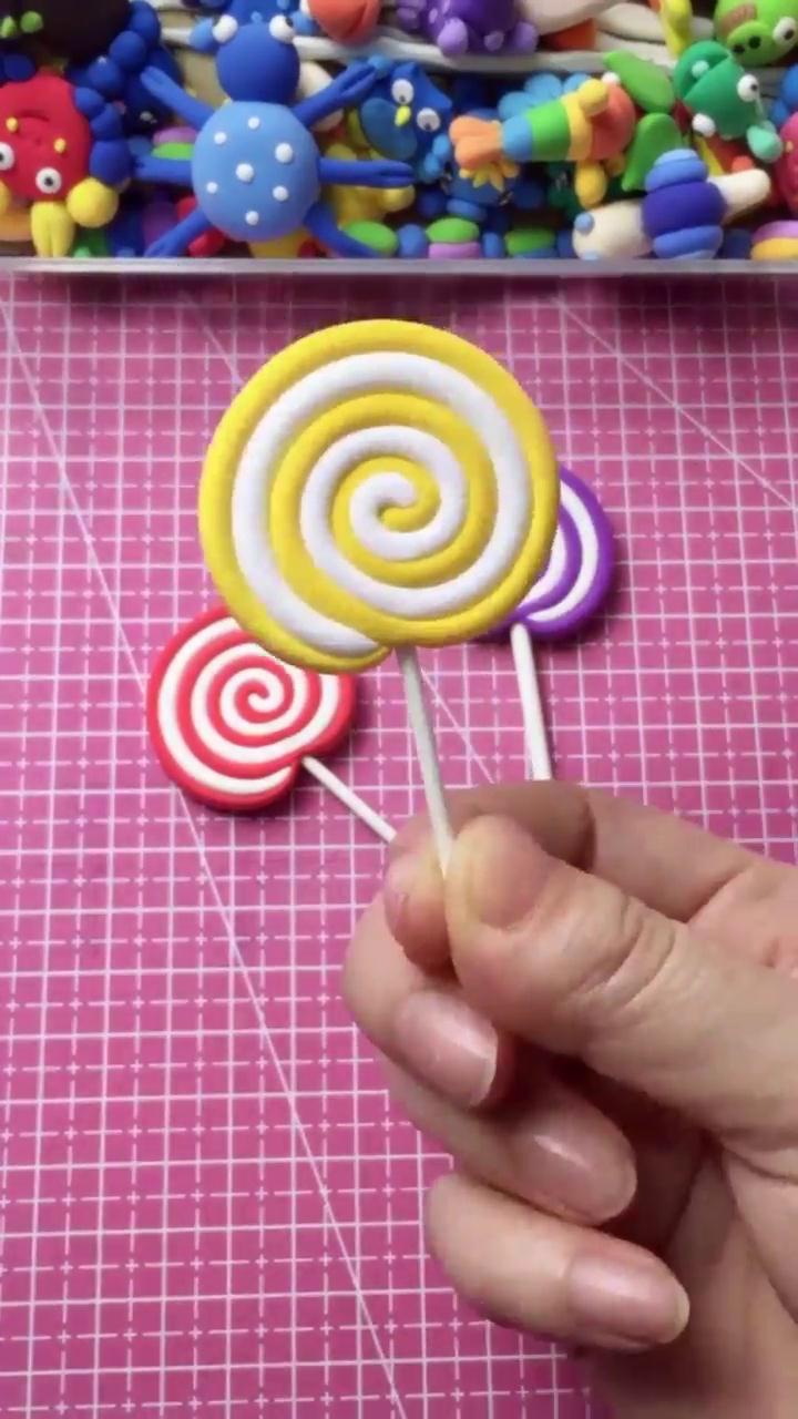黏土手工棒棒糖怎么做