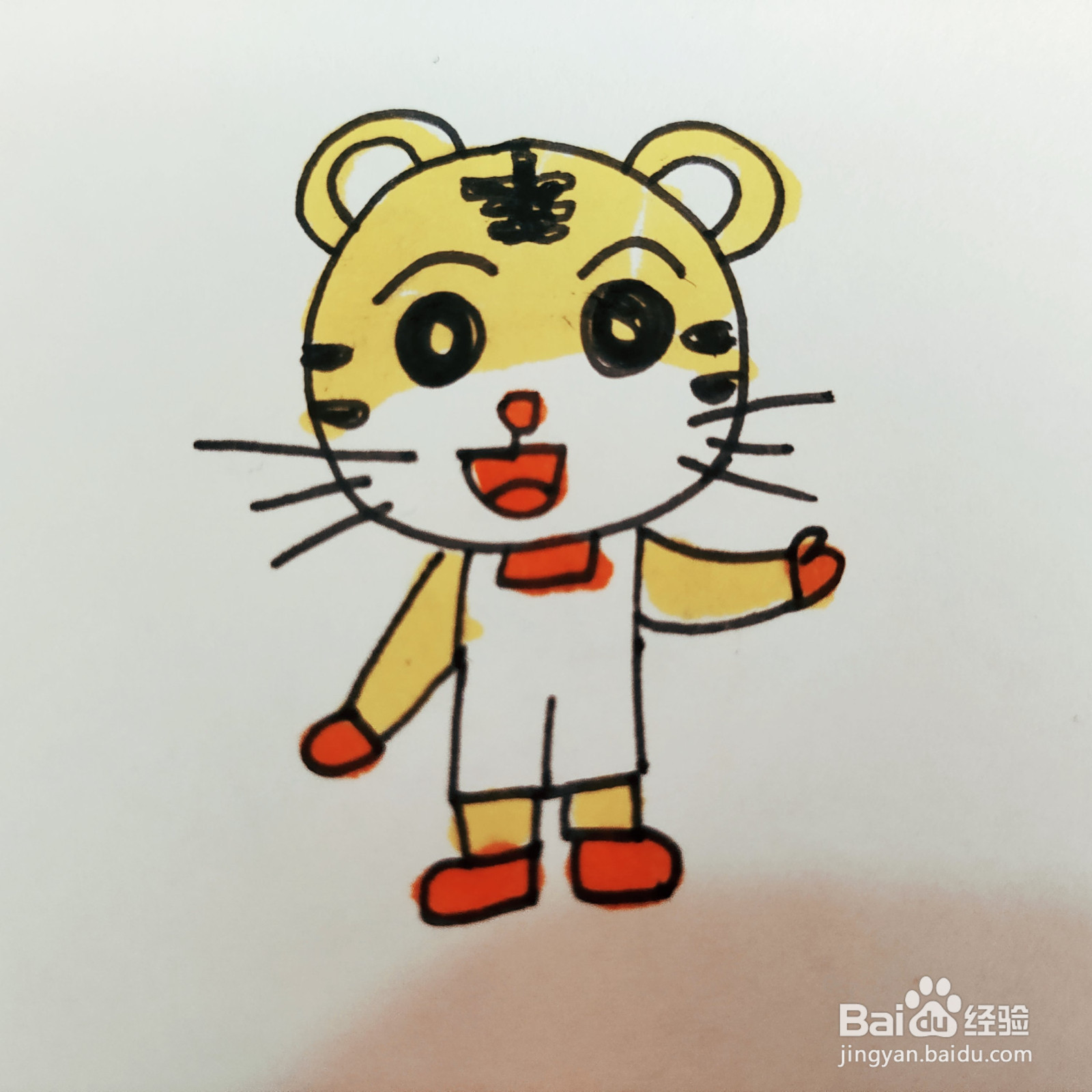 我们如何来画一只卡通老虎简笔画呢