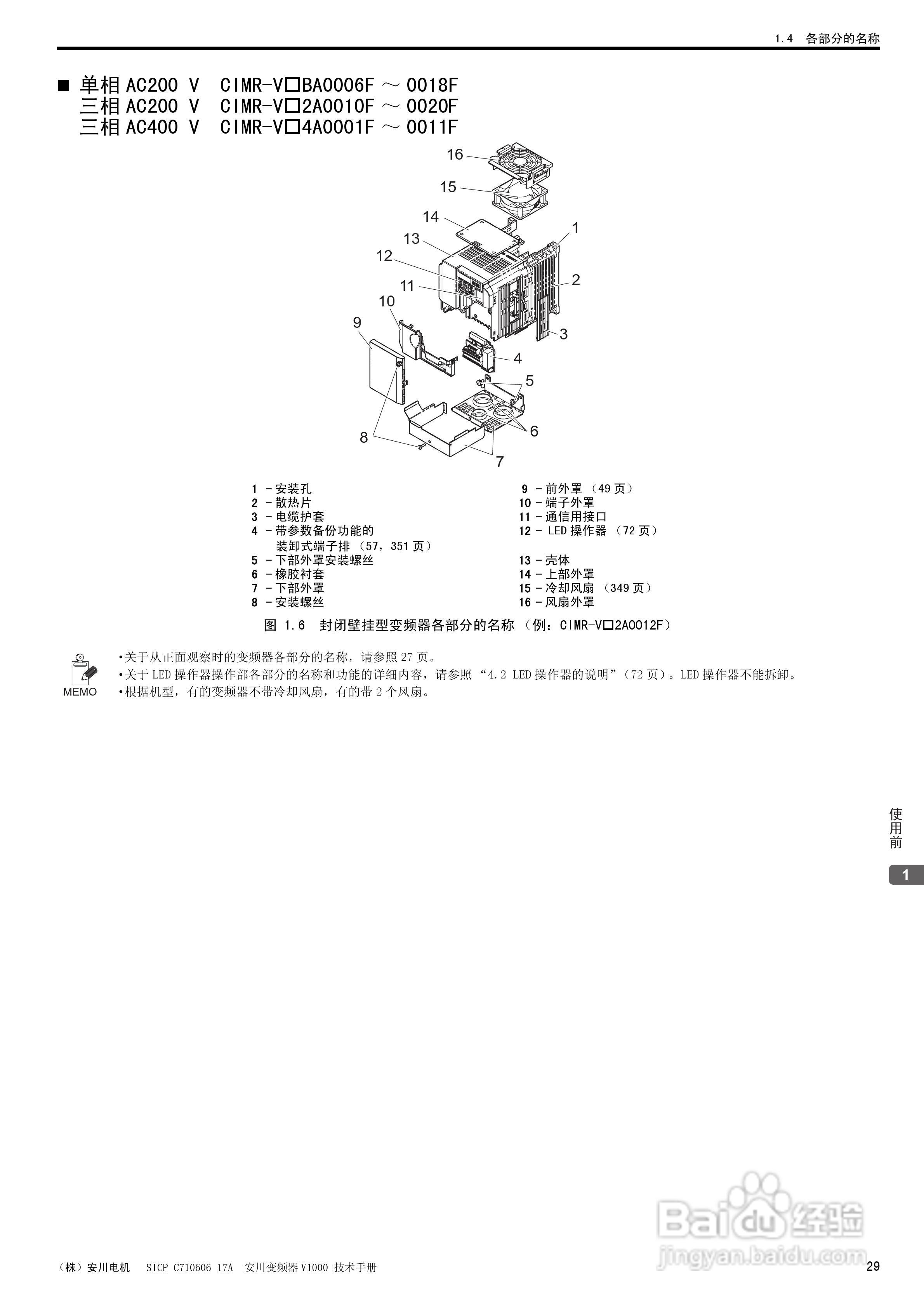 安川CIMR-V4A0011F型变频器使用说明书:[3]