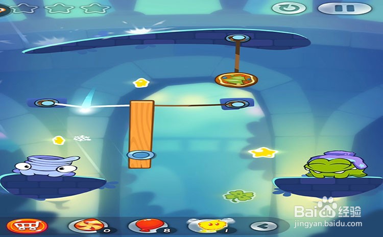 手机游戏割绳子2关卡4-1、关卡4-2三星攻略