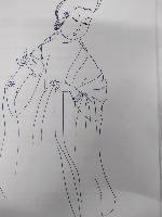 簪花仕女的双勾线描画法