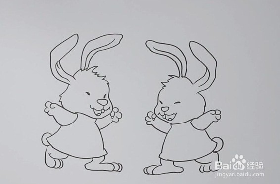 简笔画系列-怎么画小白兔和小灰兔简笔画