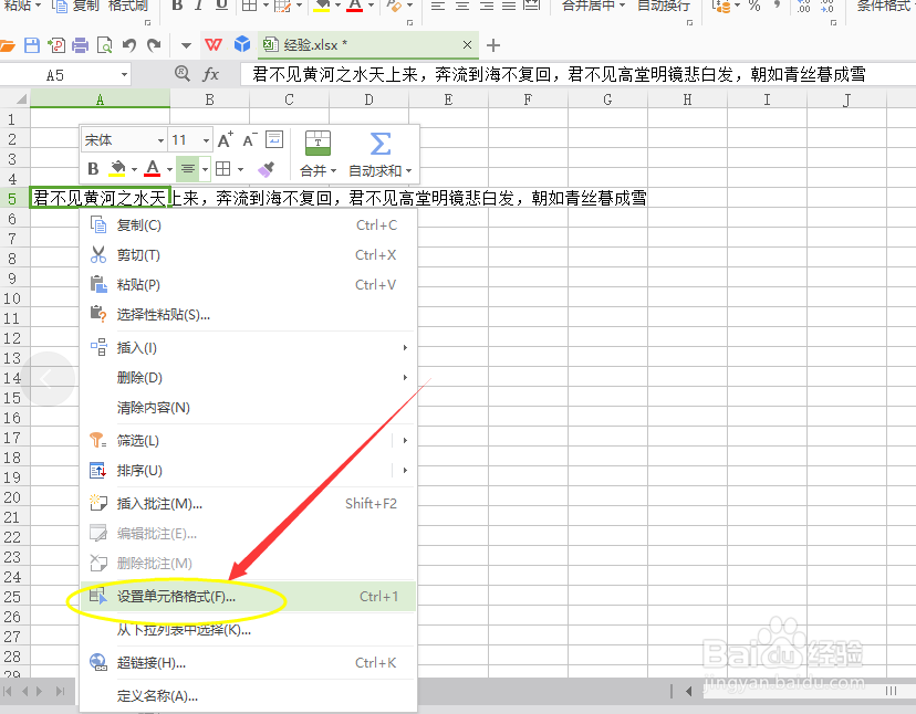 WPS EXCEL表格如何设置单元格内容自动换行