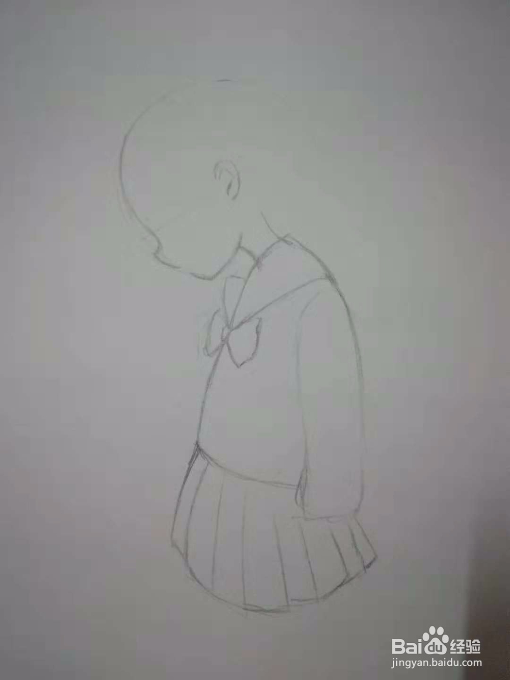 剪刀石头布Q版漫画水手服人物手绘插画线稿教程