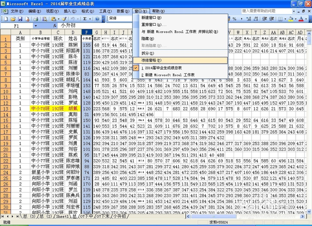 EXCEL2003使用技巧：[2]如何冻结窗口