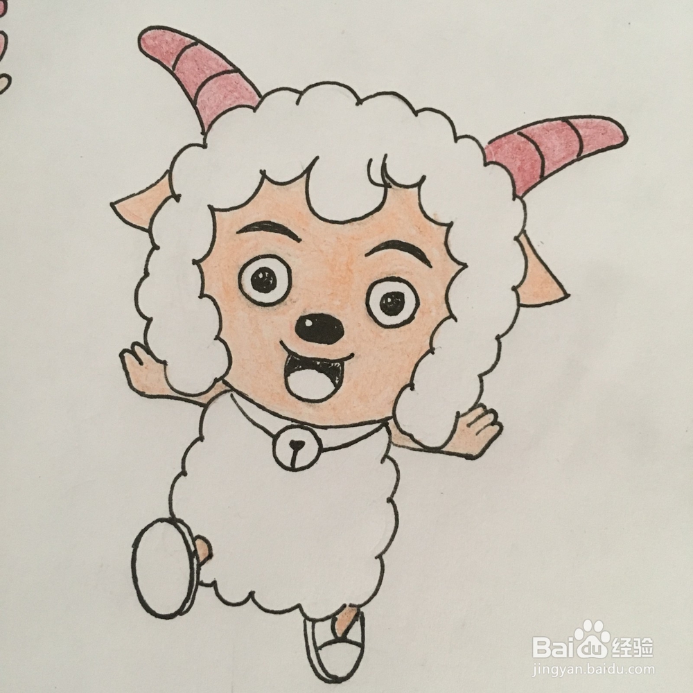 怎么画一个奔跑的喜羊羊简笔画？