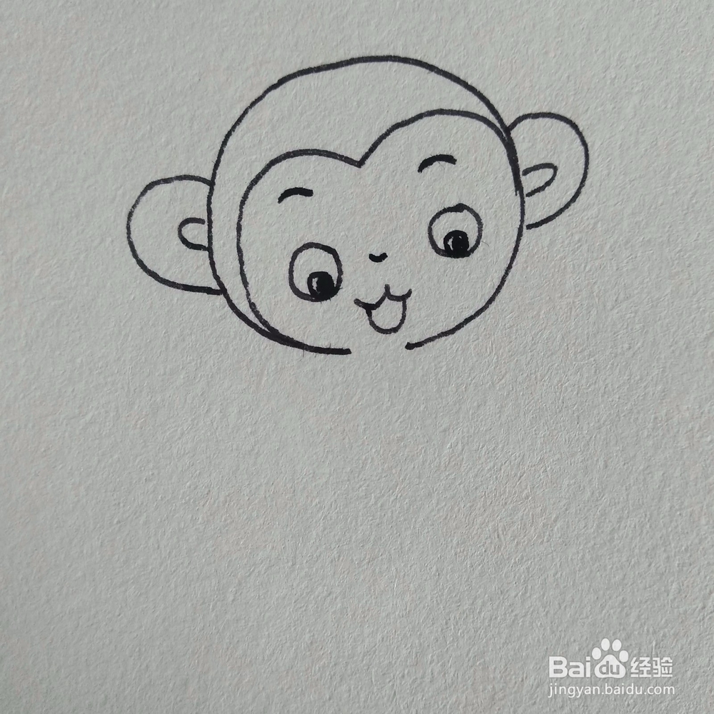 如何画一只抱着桃子的小猴子简笔画