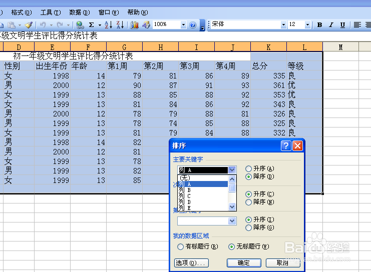 山西省信息技术中考：[21]Excel数据统计
