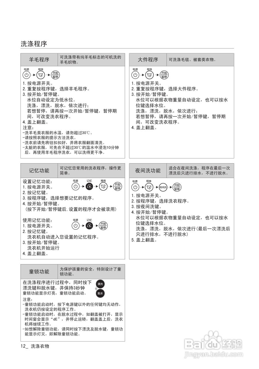 三星XQB60-G86全自动洗衣机使用说明书