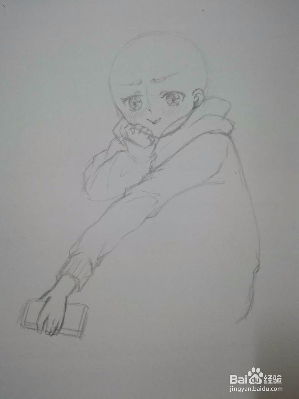 怎么起稿绘制一个蹲坐着的动漫人物