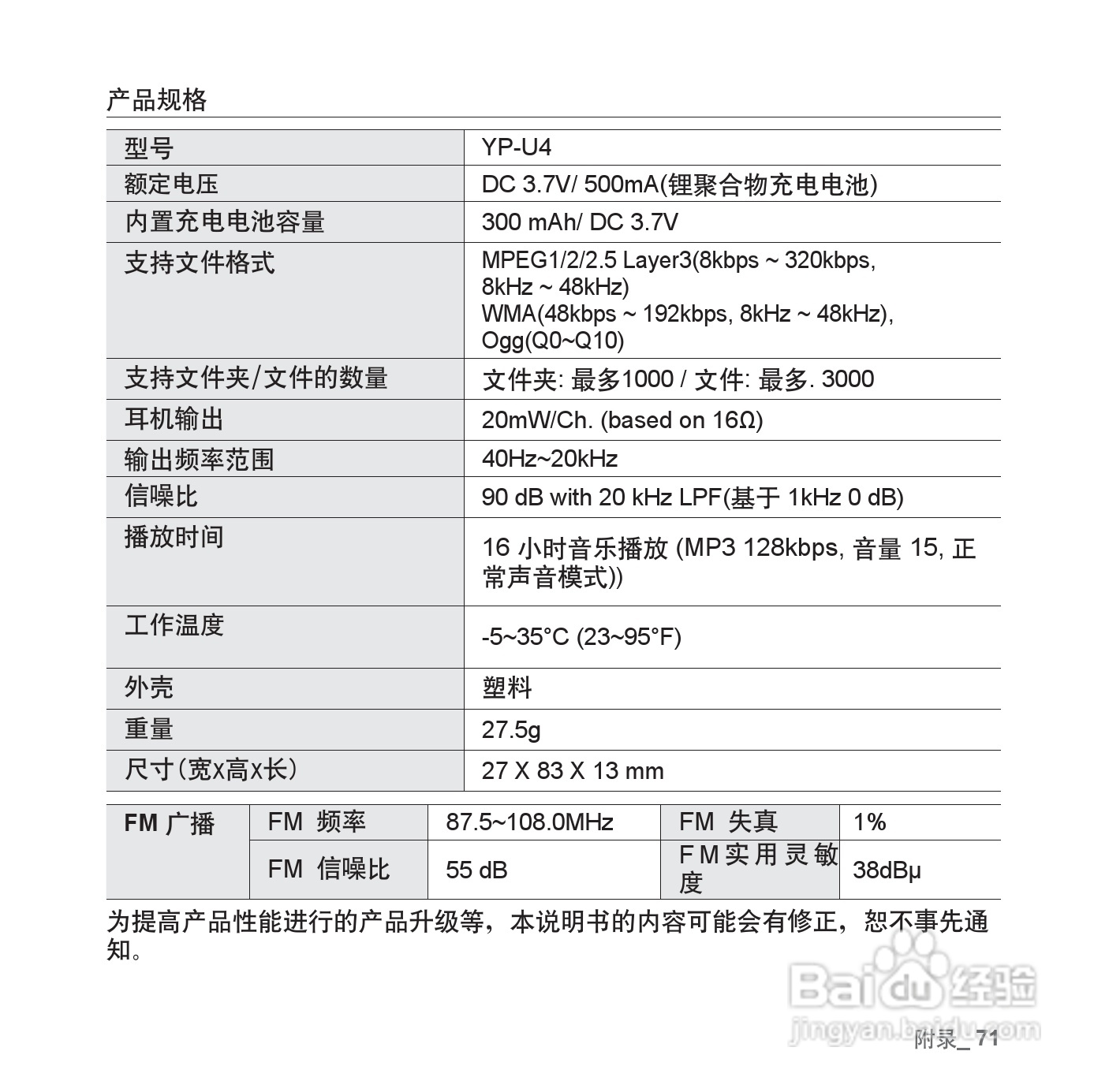 三星YP-U4 MP3说明书:[8]