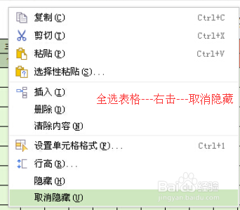 excel表格中的行列被隐藏,取消隐藏不管用