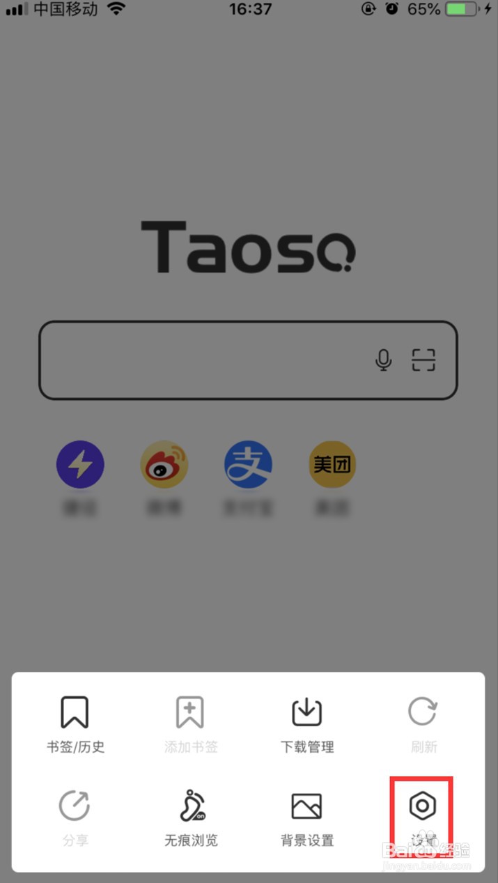 淘搜浏览器如何设置背景