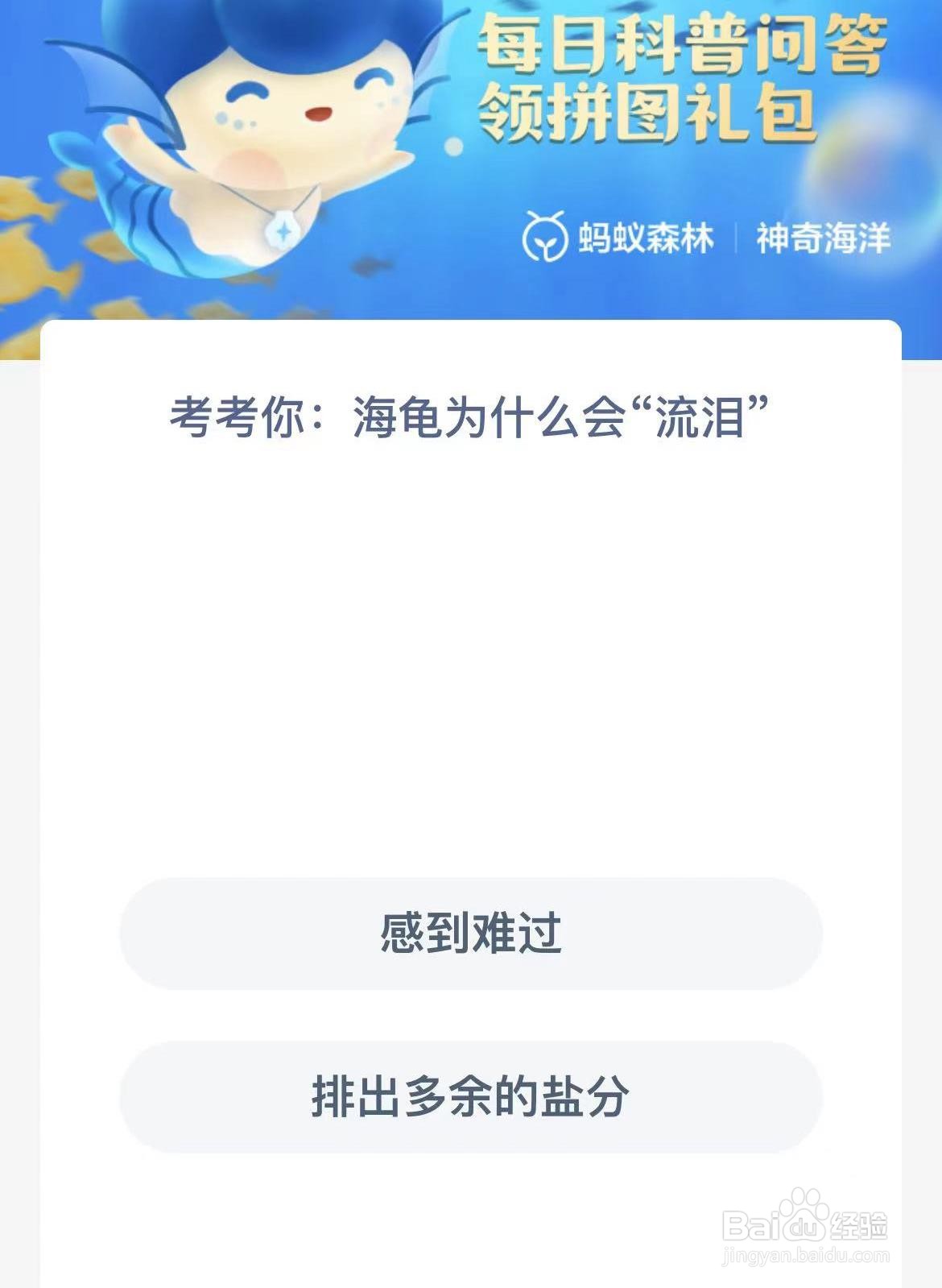 神奇海洋考考你：海龟为什么会流泪
