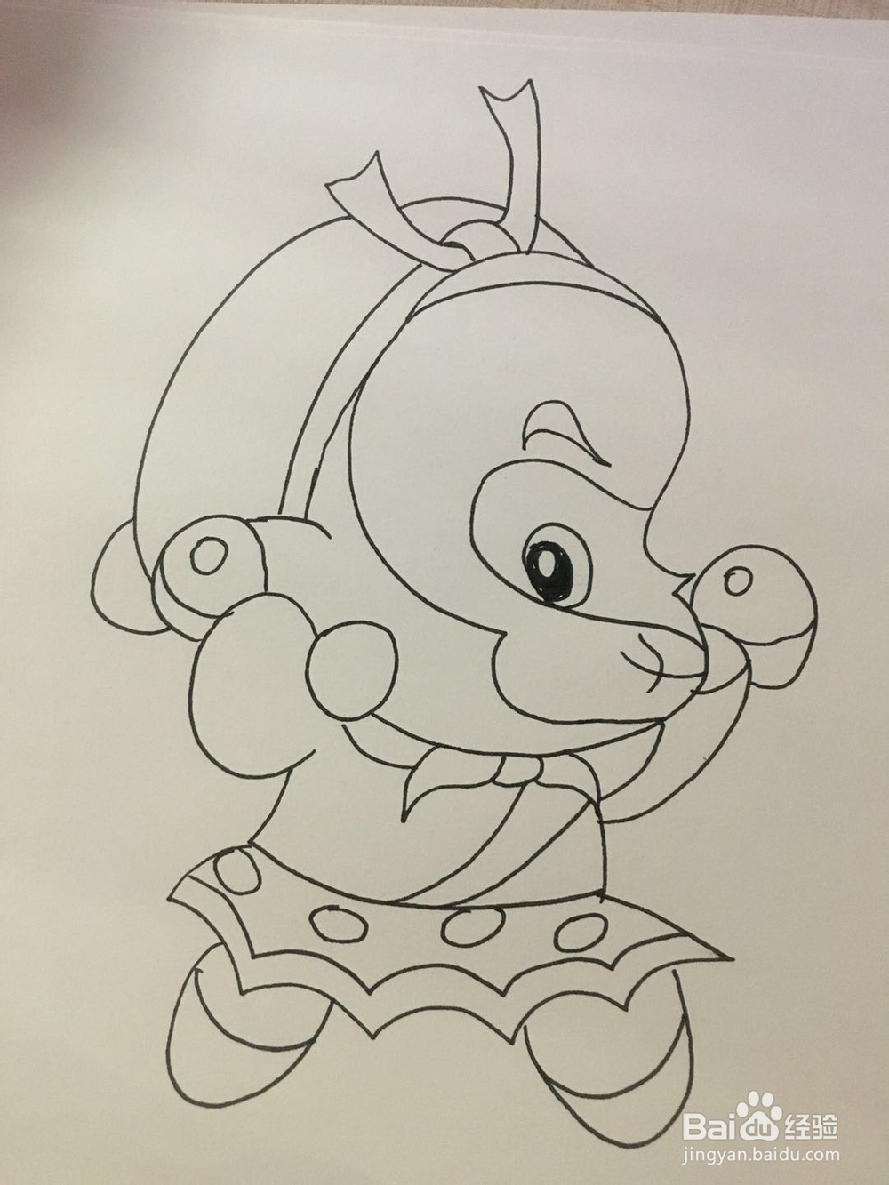 卡通猴子简笔画 画穿着衣服在吹泡泡的猴子