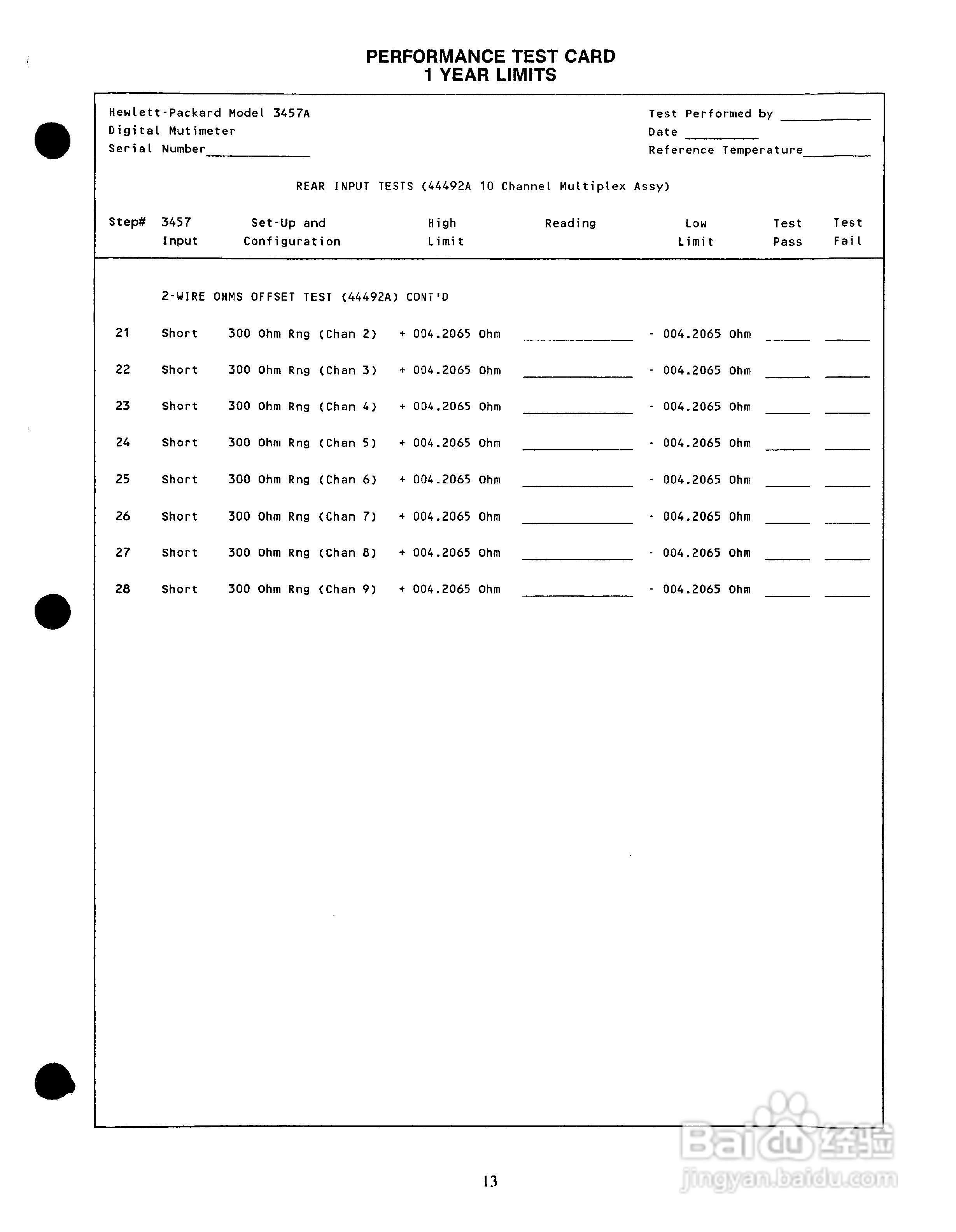 HP 3457A 万用表用户使用手册:[13]