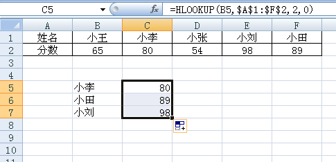 hlookup函数的操作实例