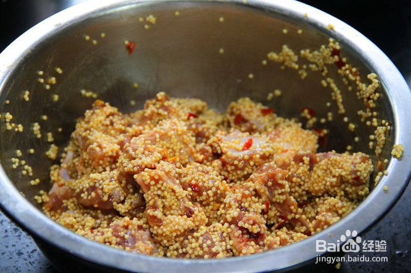 小米蒸排骨的做法