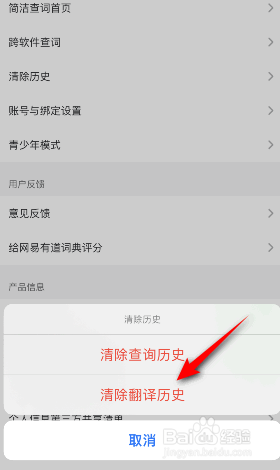 网易有道词典怎么清除翻译历史