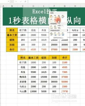 Excel如何将表格横向变纵向？