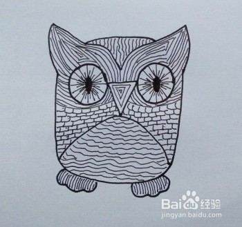 线描画：猫头鹰