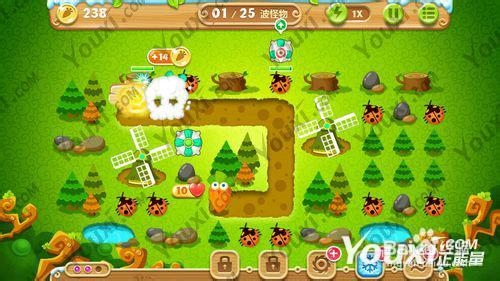 保卫萝卜2第17关攻略 森林17宝石金萝卜教程