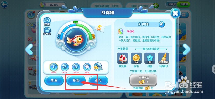 萌鱼泡泡手游皇冠期红锦鲤如何进入观赏池