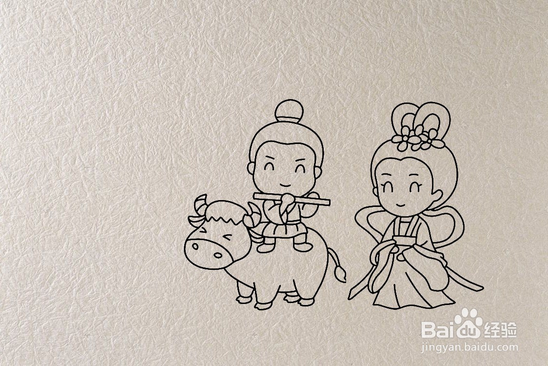 牛郎织女简笔画配文字