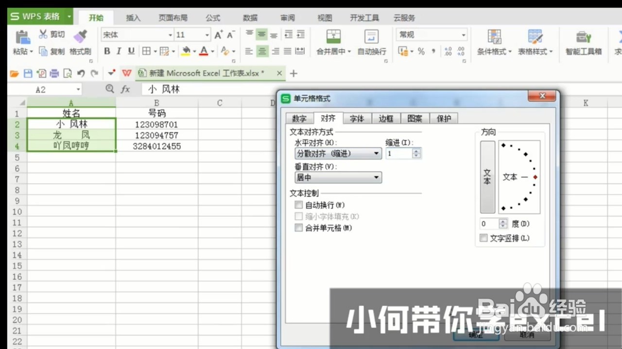 Excel如何快速对齐姓名