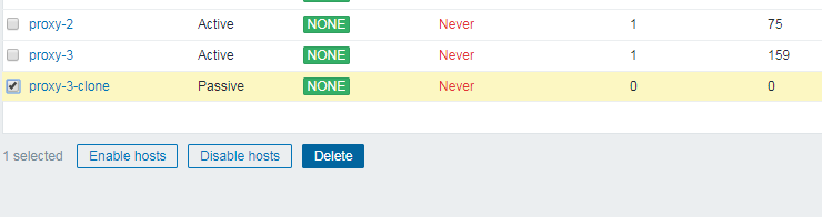 如何在zabbix中删除代理？