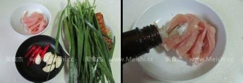 韭菜、香干炒肉丝的方法