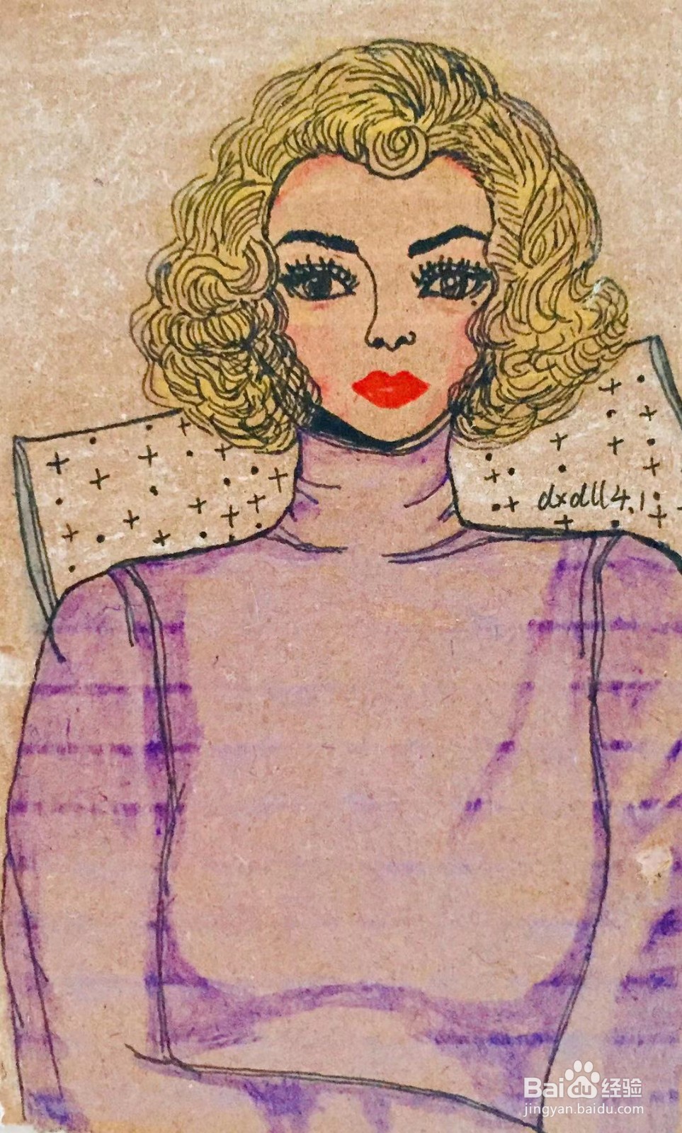 彩铅画教程之美发师安琪