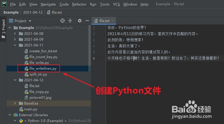 Python:如何使用writelines()函数写文件