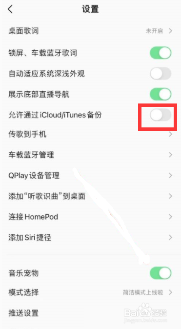 QQ音乐如何开启允许通过iCloud/iTunes备份？