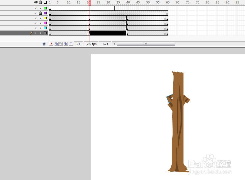 flash制作树木变成木字的动画