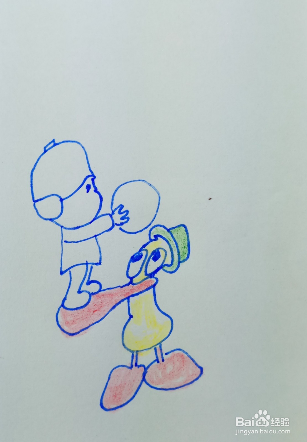 怎样画儿童简笔画小p优优站在巴特尔的嘴巴上？