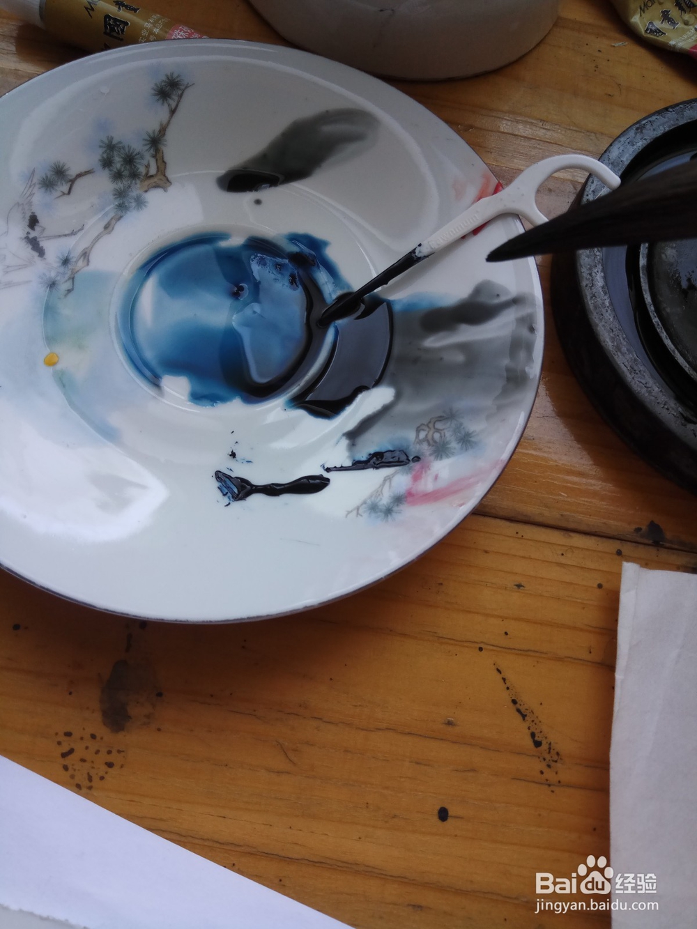 半开折枝牡丹的写意画法