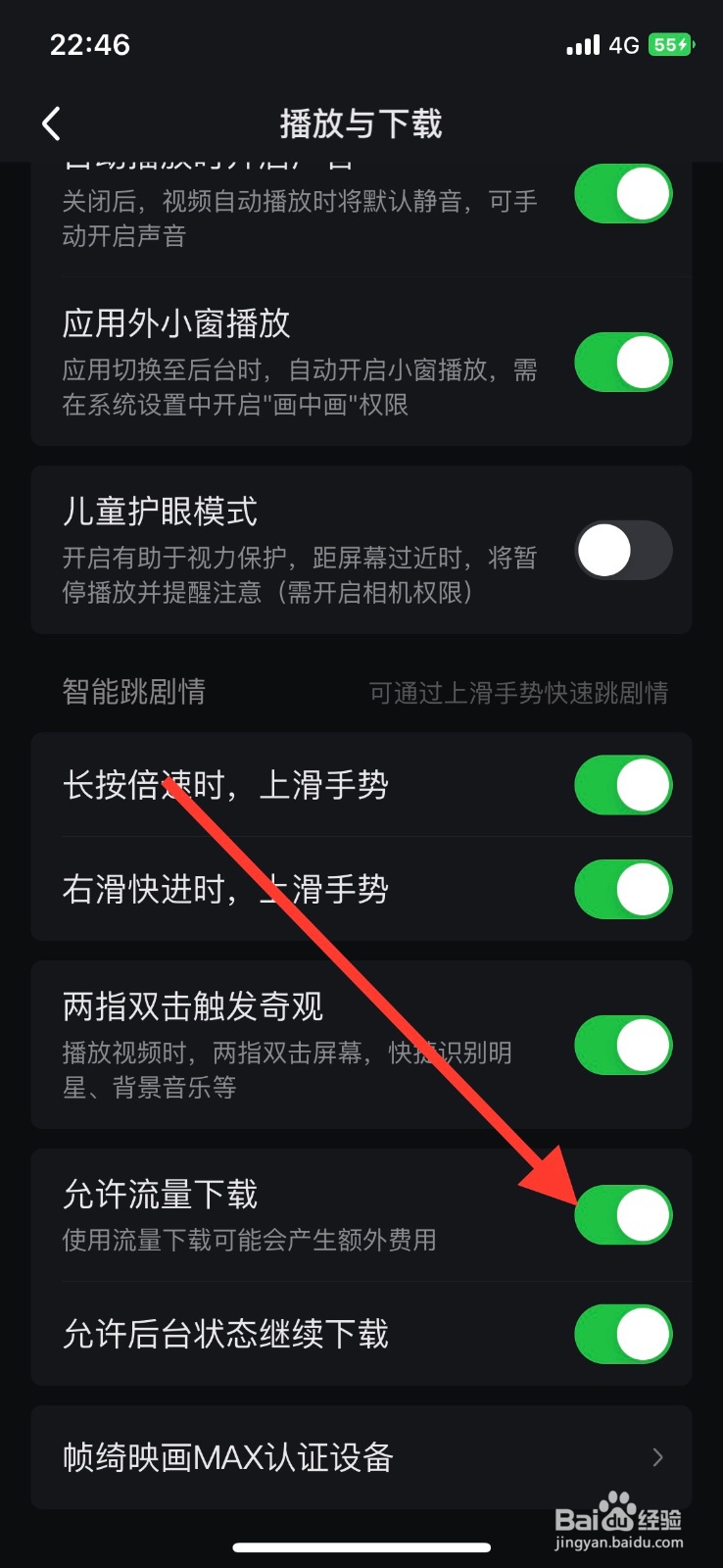 爱奇app关闭使用流量下载