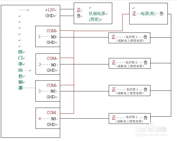 中控门禁接线图方法