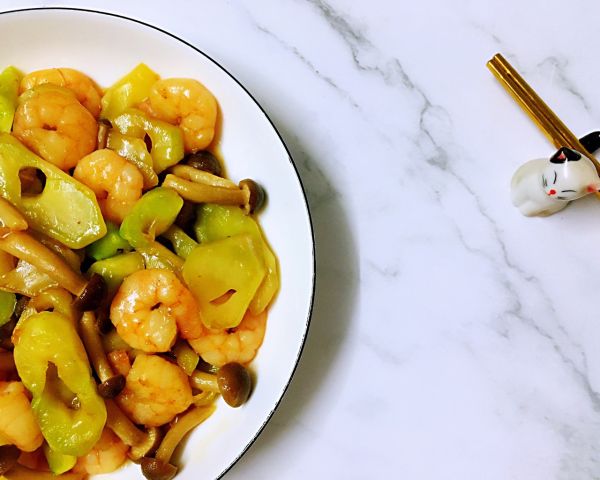 儿菜菌菇炒虾仁