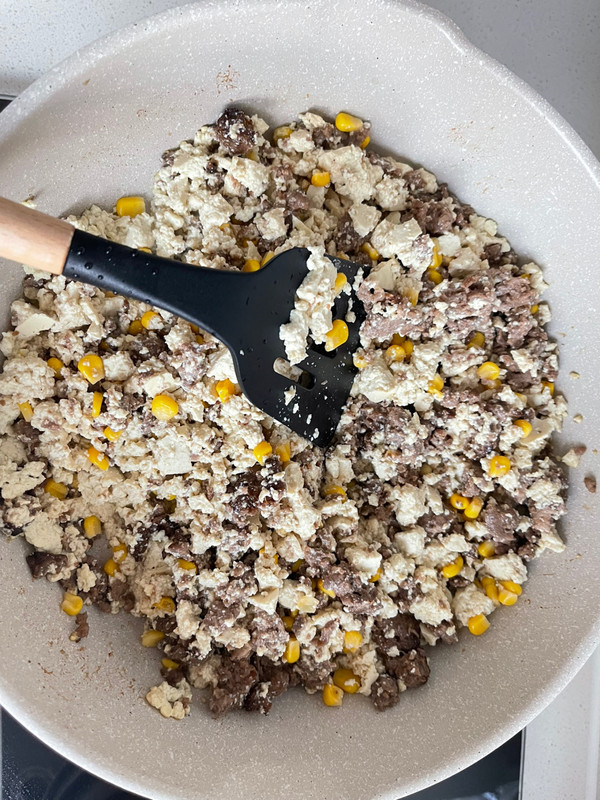 低脂无油牛肉豆腐炒饭