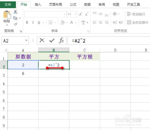 Excel计算平方以及平方根 百度经验