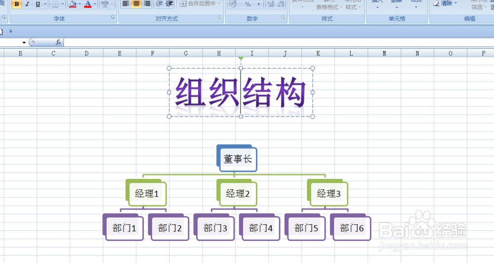 如何为组织结构图添加艺术字标题