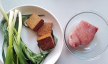 青蒜香干炒肉丝