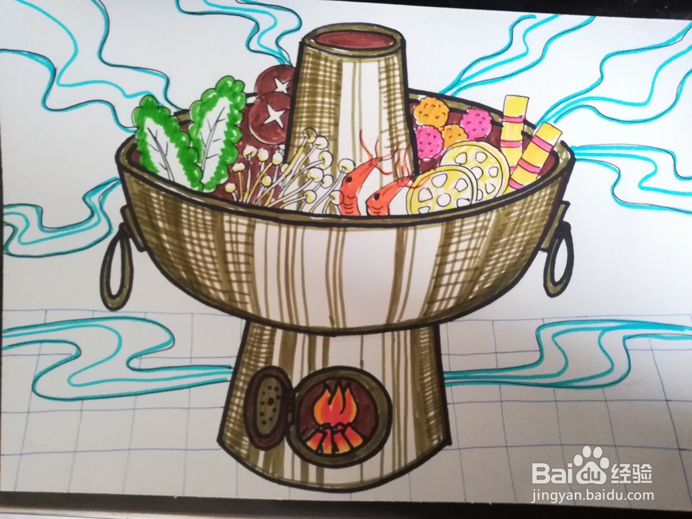 火锅儿童创意画教程